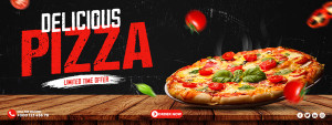 Banner quảng cáo bánh Pizza phô mai với cà chua K76 file PSD