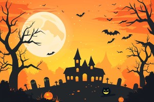 Background lâu đài ma quái lễ hội halloween file EPS - mẫu số 288