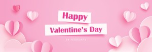 Banner ngày valentine nền màu hồng file vector mẫu BV356