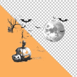 Hình minh họa nhận vật trang trí lễ hội halloween file PSD mẫu MB451