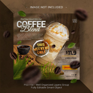 Poster quảng cáo coffee file PSD mẫu CF75