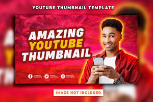 Ảnh thumb kênh youtube nền màu đỏ mẫu 39 file PSD