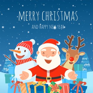 Mẫu thiệp chúc mừng giáng sinh với quà tặng của ông già noel vector