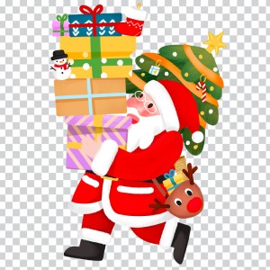 Hình ảnh ông già noel đi tặng quà file PNG mẫu BN39