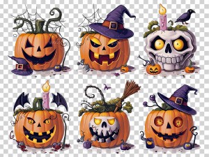 Hình minh họa bí ngô ma quái halloween file PNG - mẫu số 494