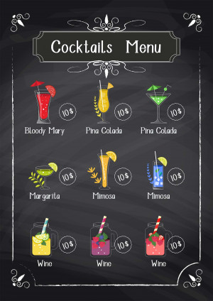 Menu cocktail file AI