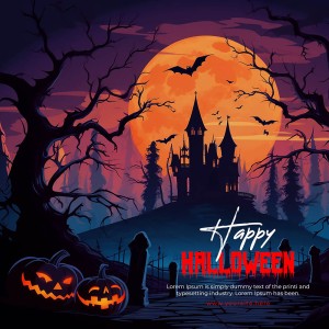 Banner lâu đài ma quái halloween file PSD - mẫu số 154