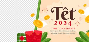 Banner ngày tết cổ truyền file vector mẫu OC513