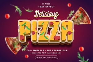 Hiệu ứng chữ 3D bánh pizza EPS cho phần mềm illustrator S97