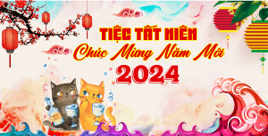 Backdrop tiệc tất niên mừng năm mới - File AI