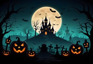 Background lâu đài ma quái lễ hội halloween file EPS - mẫu số 361