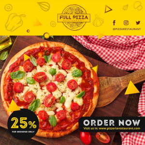 Poster quảng cáo Pizza phô mai và cà chua K144 file AI và EPS