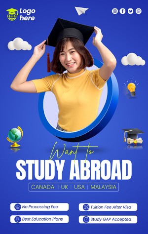 Poster cô gái du học sinh nước ngoài file PSD mẫu DH148