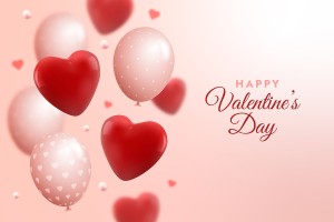 Banner trái tim cùng bong bóng ày valentine file vector mẫu số 439