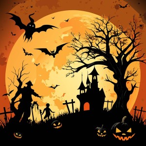 Background lễ halloween kinh dị file EPS và AI mẫu MB52