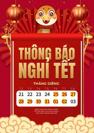 Poster thông báo nghỉ tết nguyên đán năm con rắn file PSD mẫu số 314