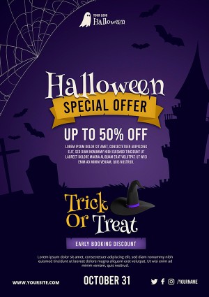 Poster lễ hội halloween file PSD mẫu MB373