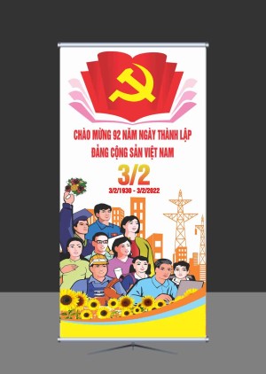 Mẫu phướn dọc mừng ngành thành lập Đảng Cộng Sản Việt Nam ngày 3/2/1930 - 3/2/2022 file corel