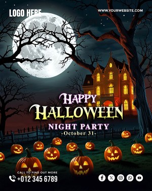 Poster lễ hội halloween kinh dị file PSD mẫu MB296