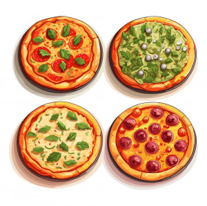 Ảnh minh họa 04 loại bánh pizza P89 file EPS