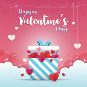 Banner valentine hộp quà trái tim file EPS