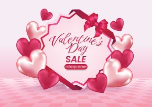 Banner giảm giá dịp valentine hình ảnh trái tim hồng file vector mẫu số 262