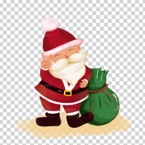 Hình ảnh ông già noel cầm túi quà file PNG mẫu BN42