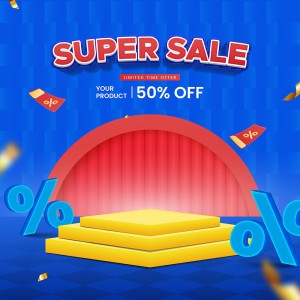 Banner bục 3D quảng cáo sale sàn TMDT file vector mẫu JH264