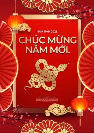 Poster chúc mừng năm mới 2025 file PSD mẫu số 717