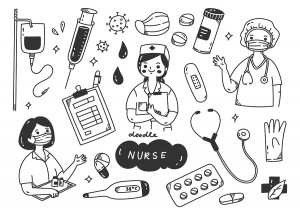 Ảnh minh họa bác sĩ, y tá và dụng cụ y tế K38 file EPS