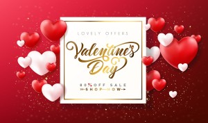 Banner chúc mừng ngày valentine lãng mạn file vector mẫu BV289