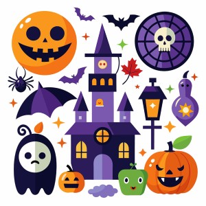 Hình minh họa lâu đài cùng ma quái halloween file EPS - mẫu số 182