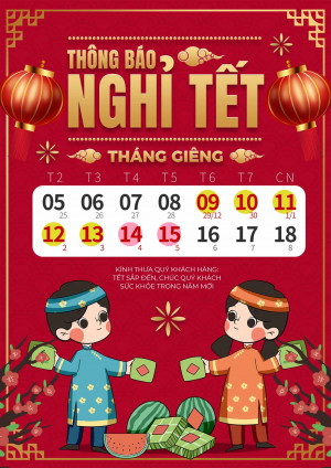 Poster thông báo lịch nghỉ Tết mẫu 35 PSD