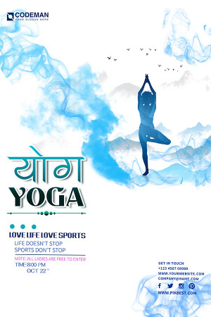 Poster quảng cáo khóa học yoga file PSD mẫu J15