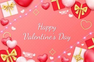 Banner ngày valentine hộp quà và trái tim file vector mẫu số 651