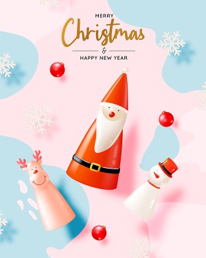 Poster ông già noel cùng tuần lộc và người tuyết file vector mẫu số 784