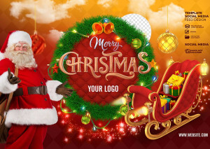 Banner dịch vụ đăng kí ông già noel tặng quà cho bé file PSD