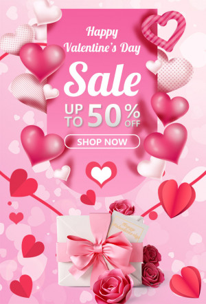 Poster quà tặng giảm giá ngày Valentine 23 file PSD