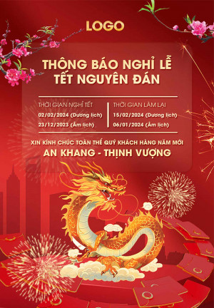 Poster thông báo nghỉ lễ tết nguyên đán file JPG