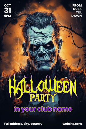 Poster lễ hội halloween kinh dị file PSD mẫu MB173