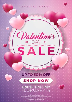 Poster sale dịp lễ valentine file vector mẫu BV100