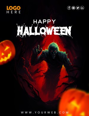 Poster lễ hội halloween kinh dị file PSD mẫu MB177