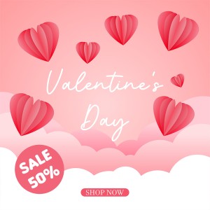 Banner ngày valentine họa tiết trái tim file vector mẫu BV43