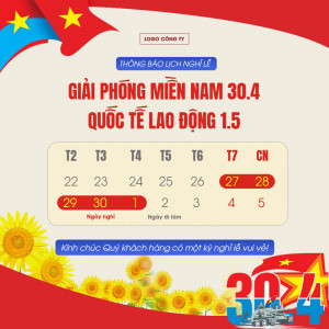 Thông báo lịch nghỉ lễ giải phóng miền nam 30.4 và quốc tế lao động 01.5 mẫu 25 file PSD