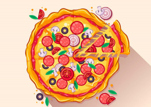 Hình minh họa bánh Pizza L13 file AI và EPS