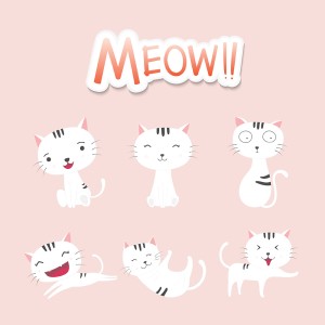 Bộ sưu tập hành động của chú mèo cute file vector mẫu CM224