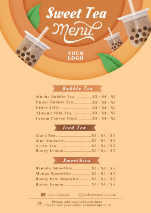 Menu tiệm trà sữa ngọt ngào file PSD