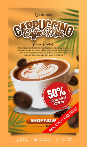 Poster quảng cáo cappuccino file PSD mẫu CF134