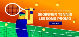 Banner vận động viên đánh tennis file vector mẫu HV42