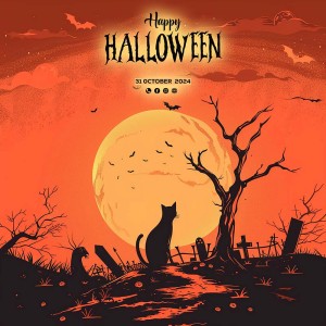 Banner đêm trăng ma quái lễ hội halloween file PSD - mẫu số 438